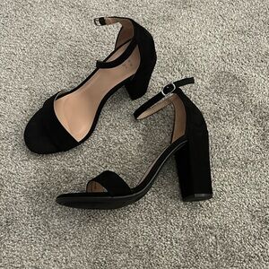 Black open toe heels